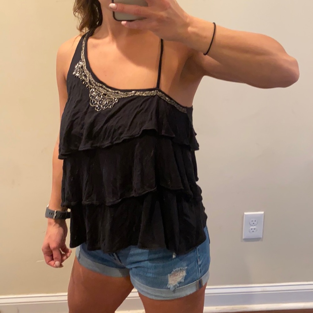 Free People Ruffled One Shoulder Tank Top Size M - Picture 5 of 12